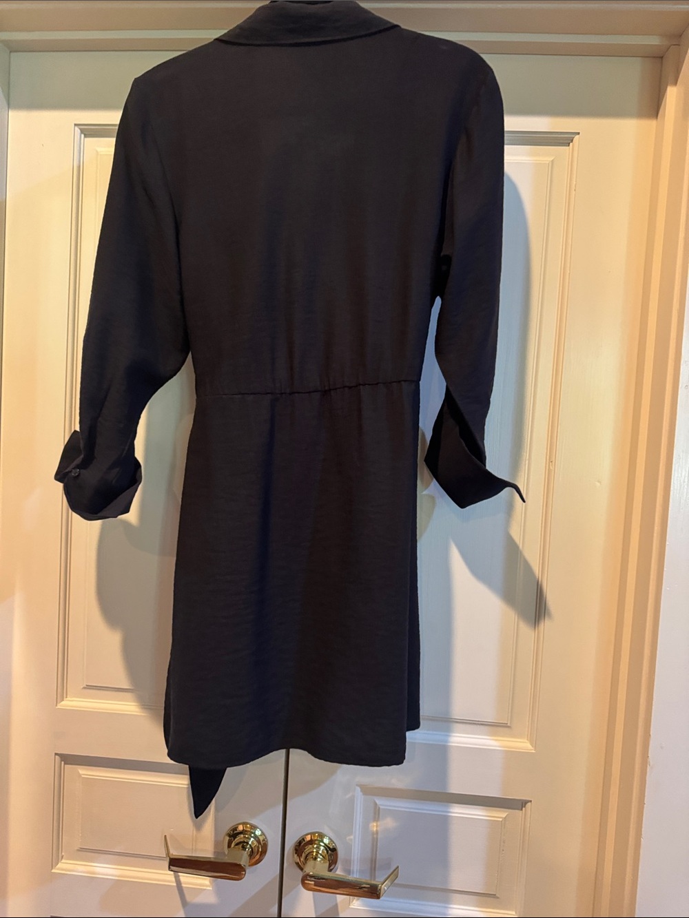 H&M Black Wrap Mini Dress with Collar and Side Tie - Picture 5 of 5
